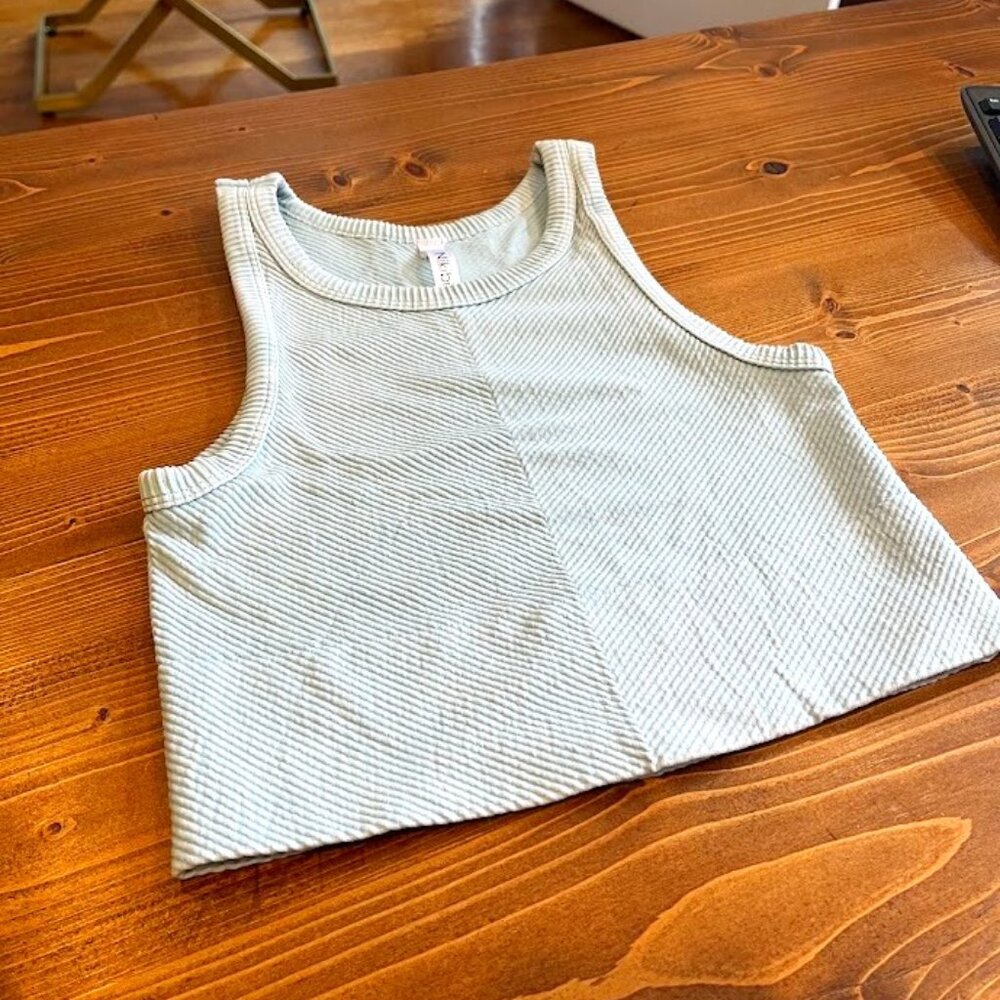 Nikibiki Blue Crop Ribbed Tank - One Size